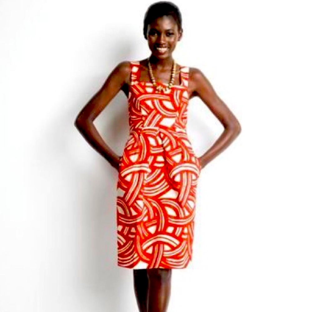 Banana Republic Red White Abstract Print Sleeveless Empire Summer☀️Sundress